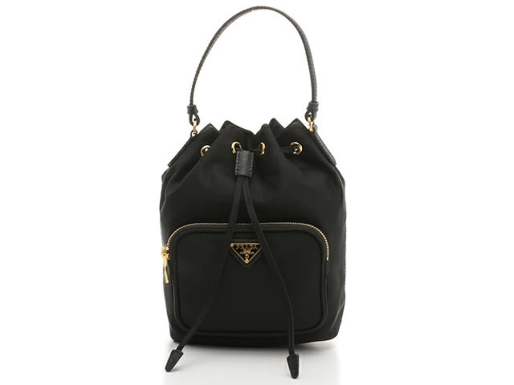 Prada shoulder bag drawstring black